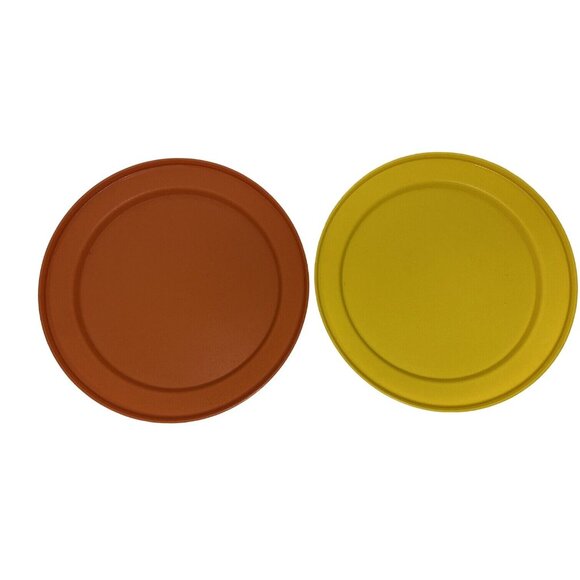SET OF 2 VINTAGE TUPPERWARE CIRCLE PLATES HARVEST COLORS 1337 - Picture 1 of 5